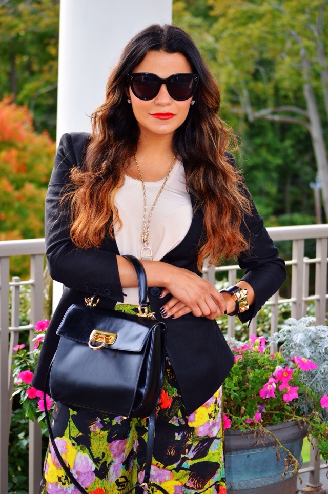 Glasses by Celine, and bag by Ferragamo.